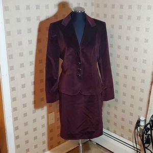 Tahari Burgandy Velvet Suit Size 12